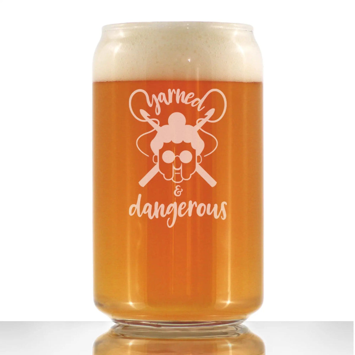 Etched Beer Can Pint Glass | 16 oz | Dishwasher Safe | Yarned & Dangerous