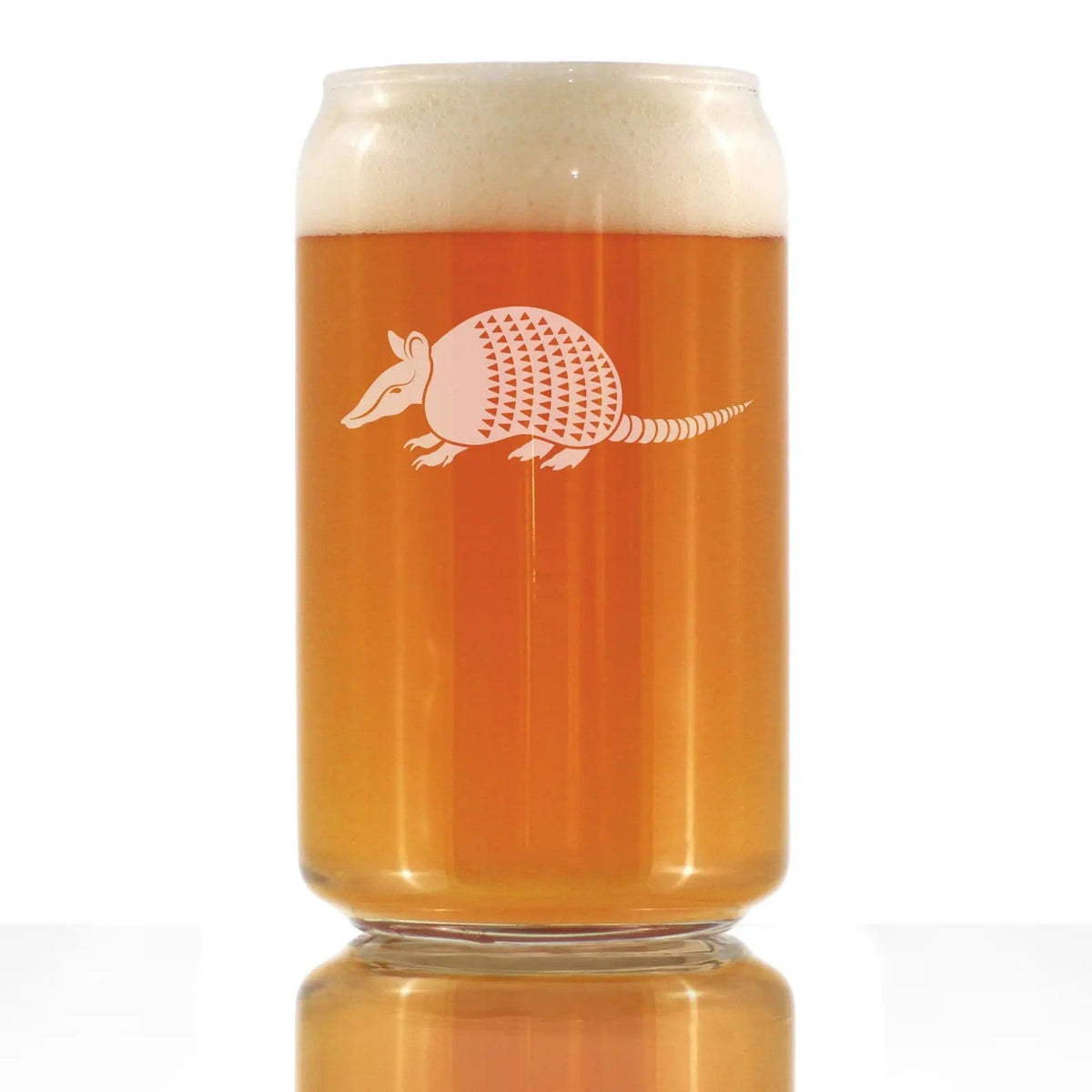 Etched Beer Can Pint Glass | 16 oz | Dishwasher Safe | Armadillo Engraved