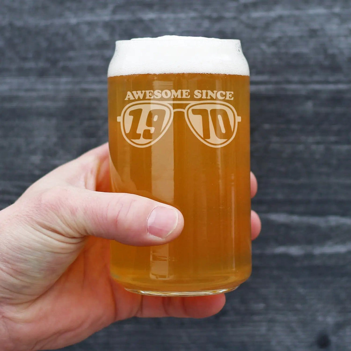 Etched Beer Can Pint Glass | 16 oz | Dishwasher Safe | Awesome Since 1970 Engraved
