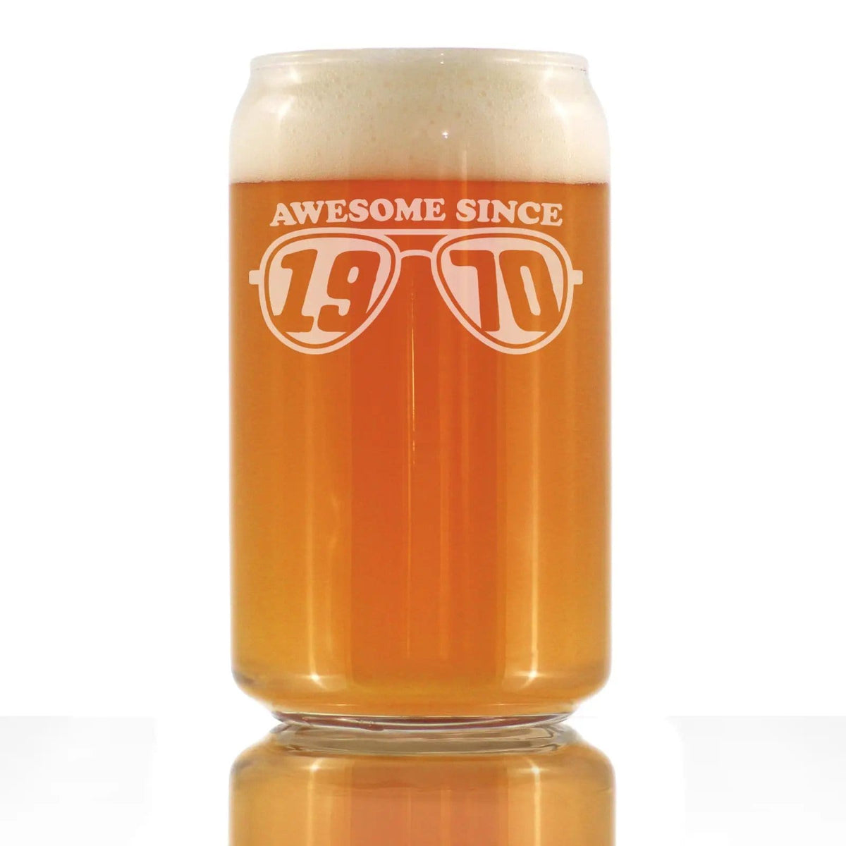 Etched Beer Can Pint Glass | 16 oz | Dishwasher Safe | Awesome Since 1970 Engraved