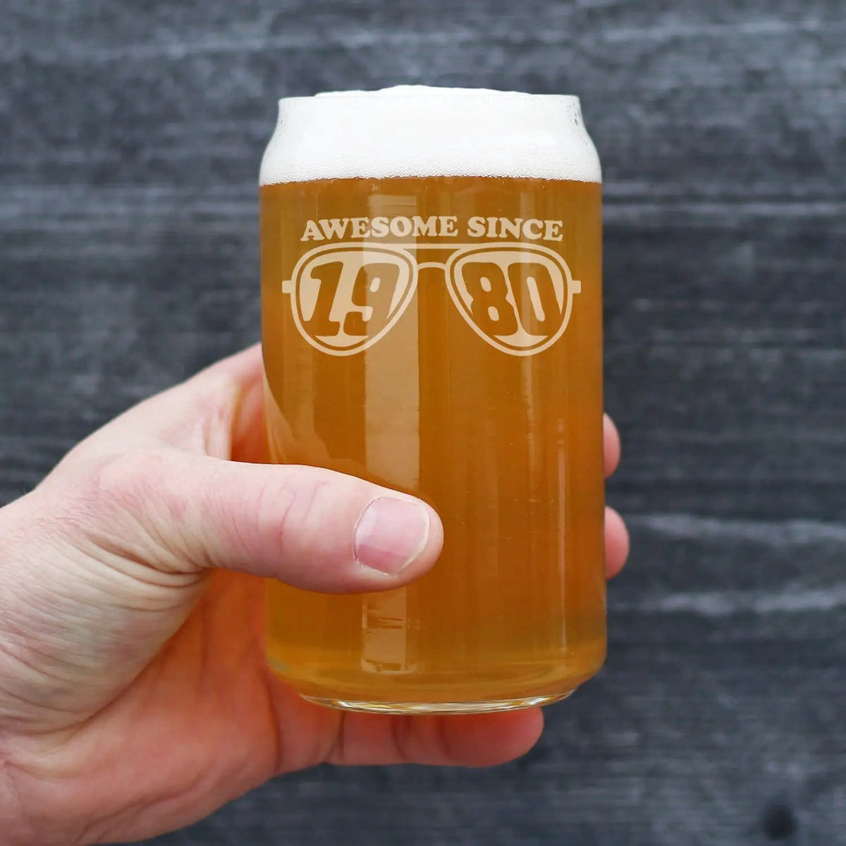 Etched Beer Can Pint Glass | 16 oz | Dishwasher Safe | Awesome Since 1980 Engraved