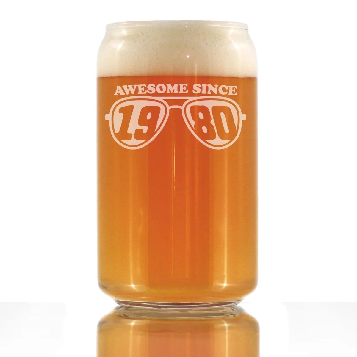 Etched Beer Can Pint Glass | 16 oz | Dishwasher Safe | Awesome Since 1980 Engraved