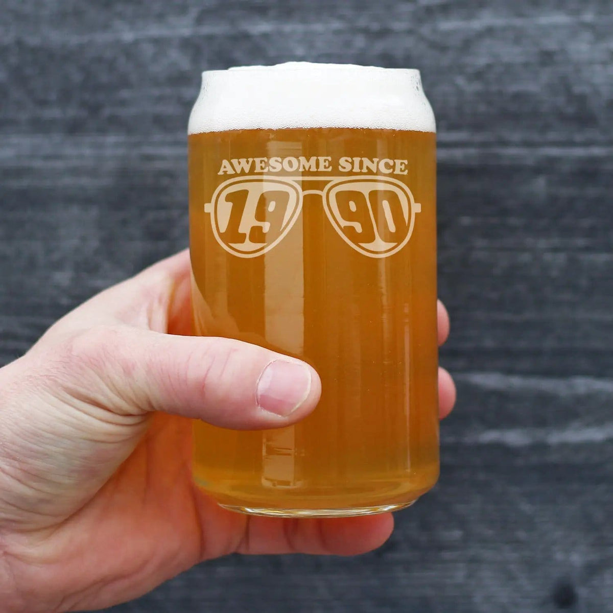 Etched Beer Can Pint Glass | 16 oz | Dishwasher Safe | Awesome Since 1990 Engraved
