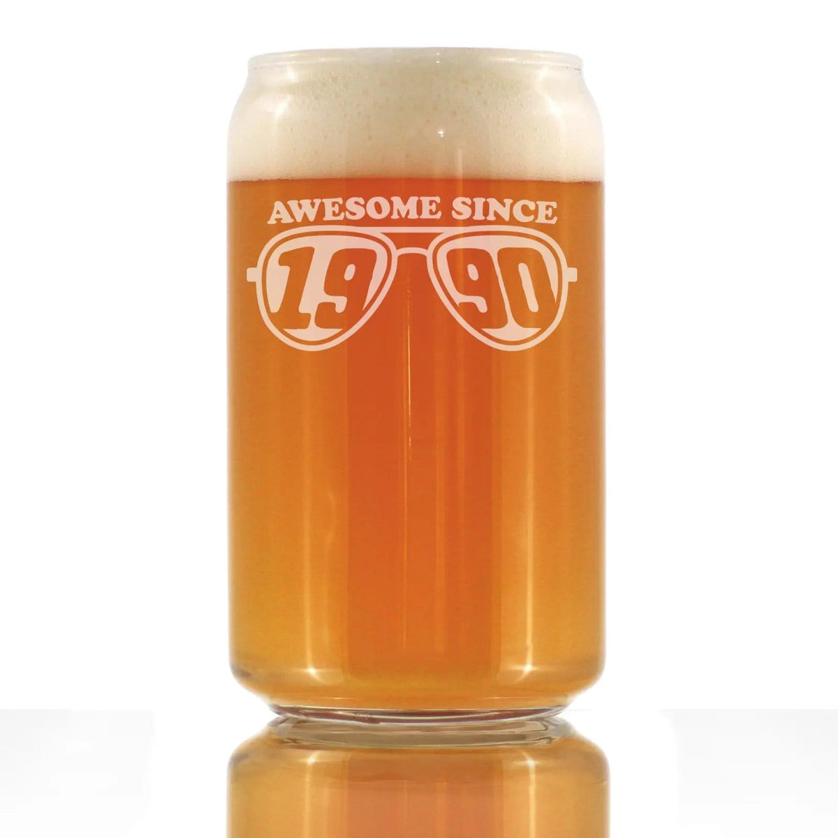 Etched Beer Can Pint Glass | 16 oz | Dishwasher Safe | Awesome Since 1990 Engraved