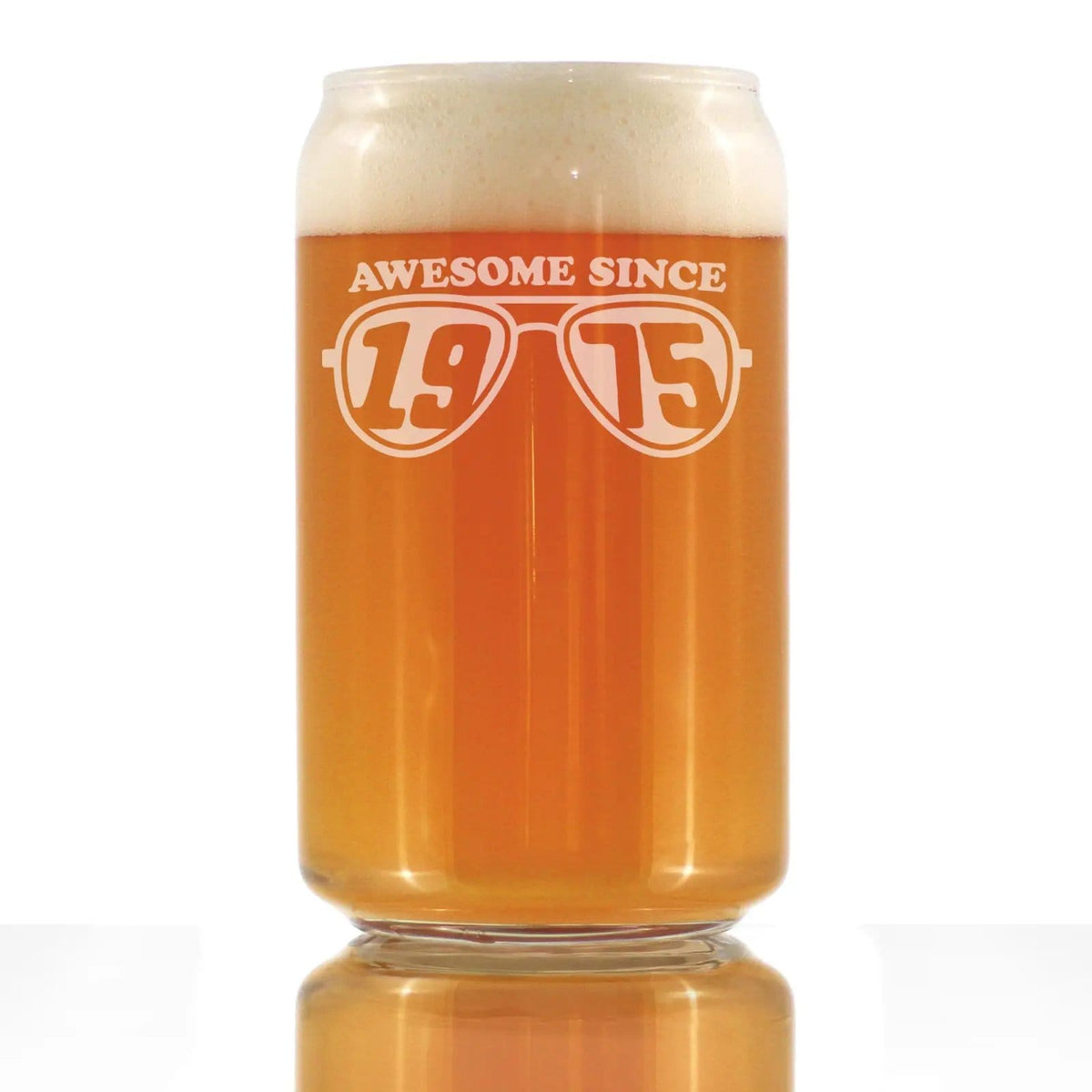 Etched Beer Can Pint Glass | 16 oz | Dishwasher Safe | Awesome Since 1975 Engraved