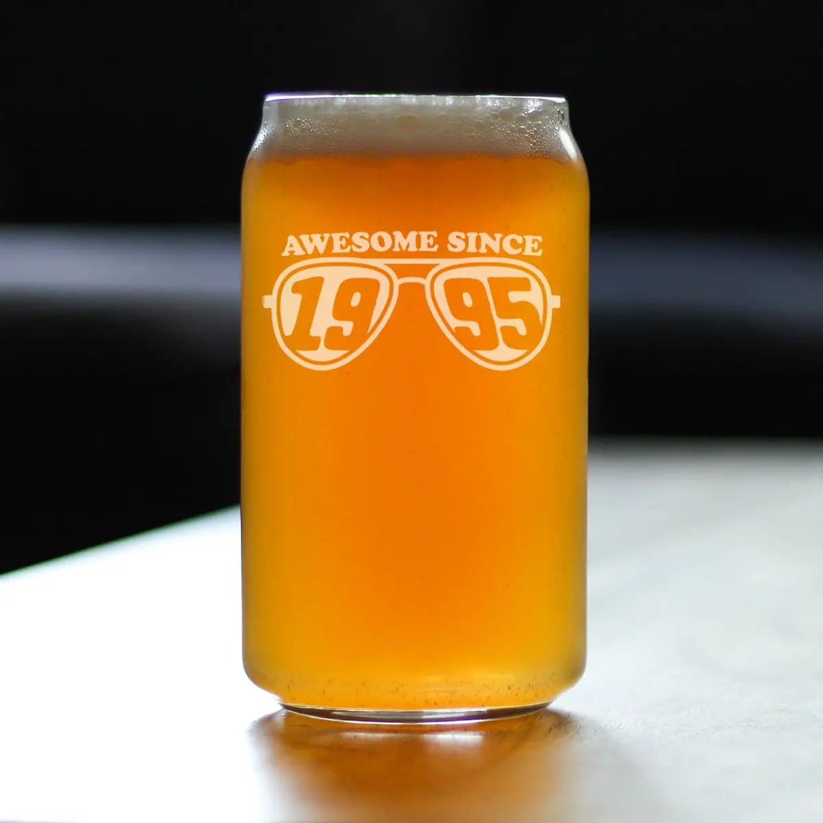 Etched Beer Can Pint Glass | 16 oz | Dishwasher Safe | Awesome Since 1995 Engraved