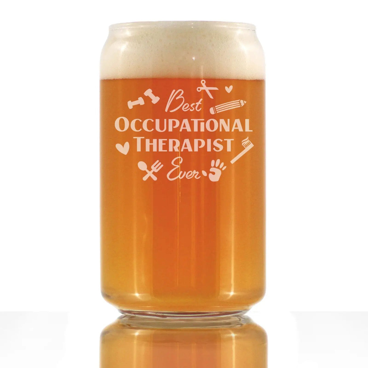 Beer Can Pint Glass | 16 Oz Size | Hand Etched Artwork | Therapist Gift