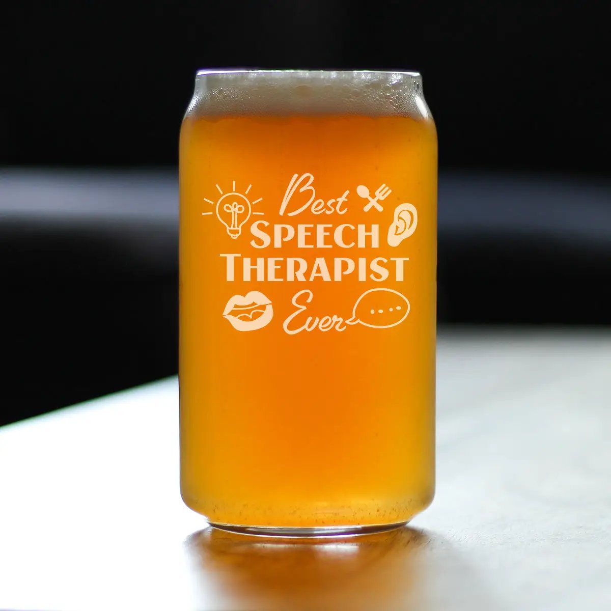 Speech Therapist Pint Glass | Hand Etched Details | 16 Oz Capacity