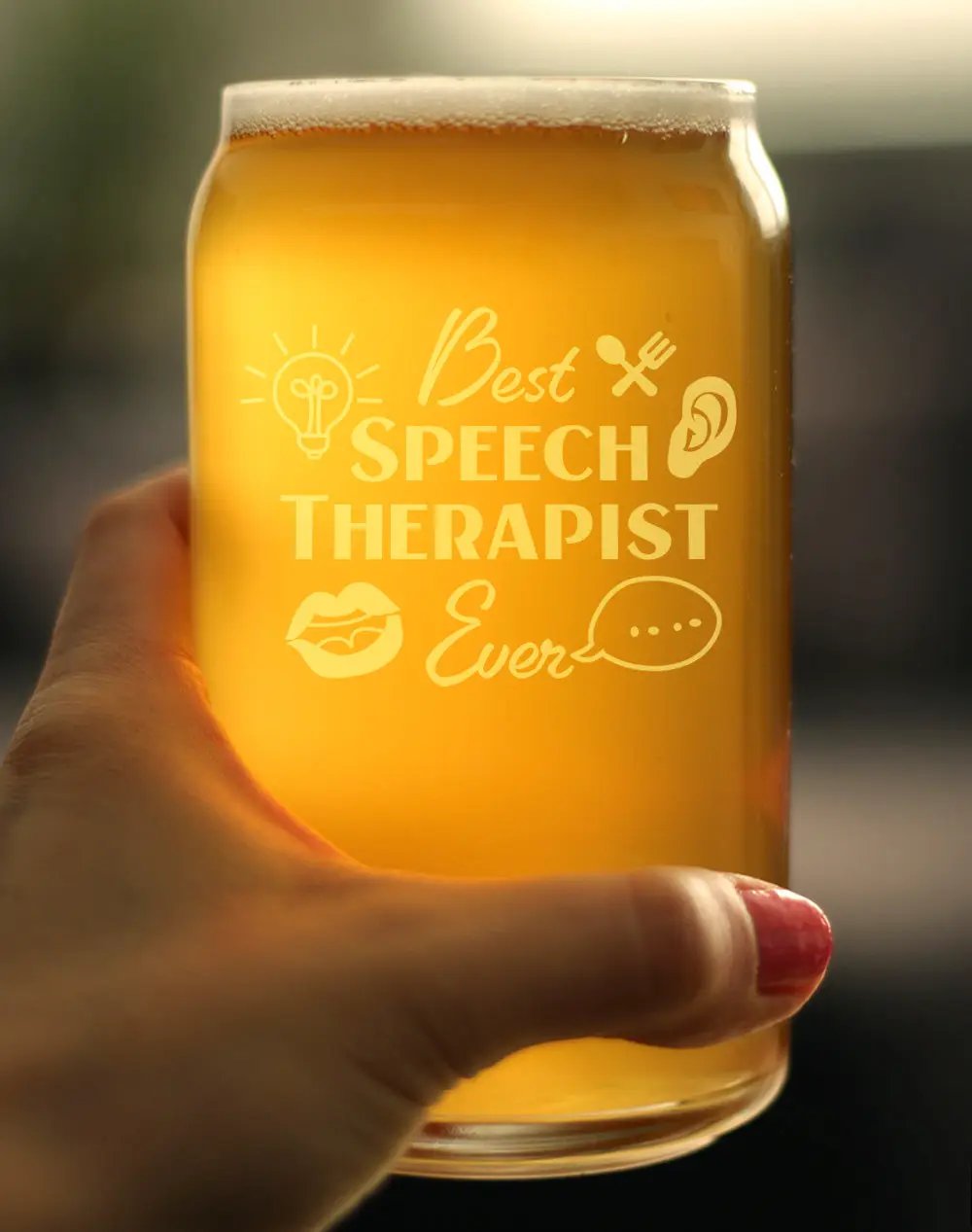 Speech Therapist Pint Glass | Hand Etched Details | 16 Oz Capacity