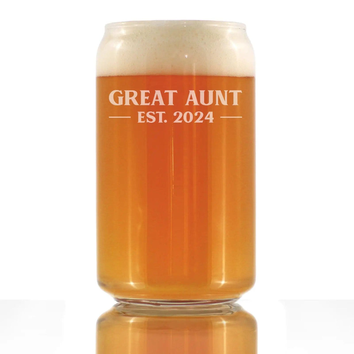 Etched Beer Can Pint Glass | 16 oz | Dishwasher Safe | Great Aunt Est 2024 - New Great Aunts