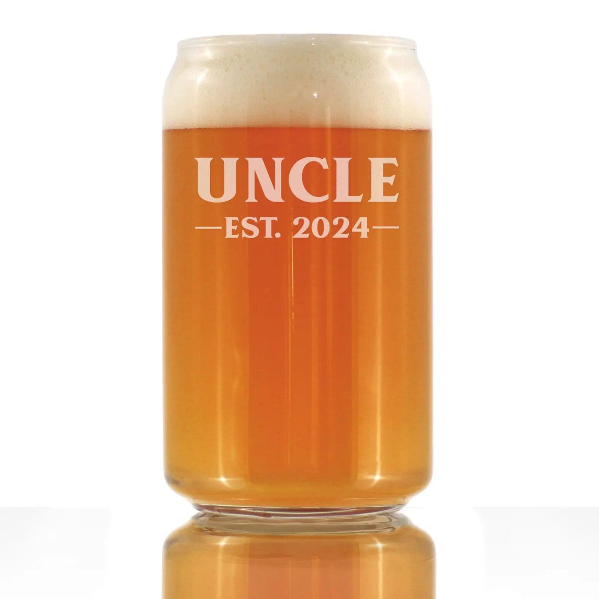 Etched Beer Can Pint Glass | 16 oz | Dishwasher Safe | Uncle Est 2024