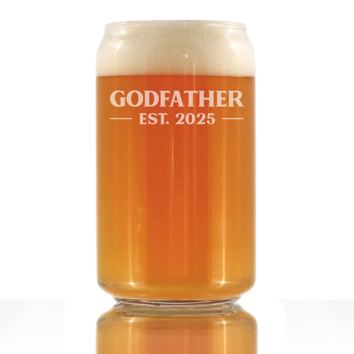 Pint Glass | 16 Oz Beer Can Shape | Etched Godfather Design