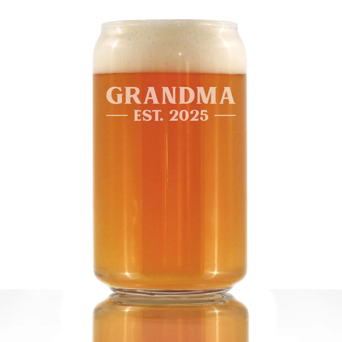 Beer Can Pint Glass | Etched Grandma 2025 | Dishwasher Safe | 16 Oz