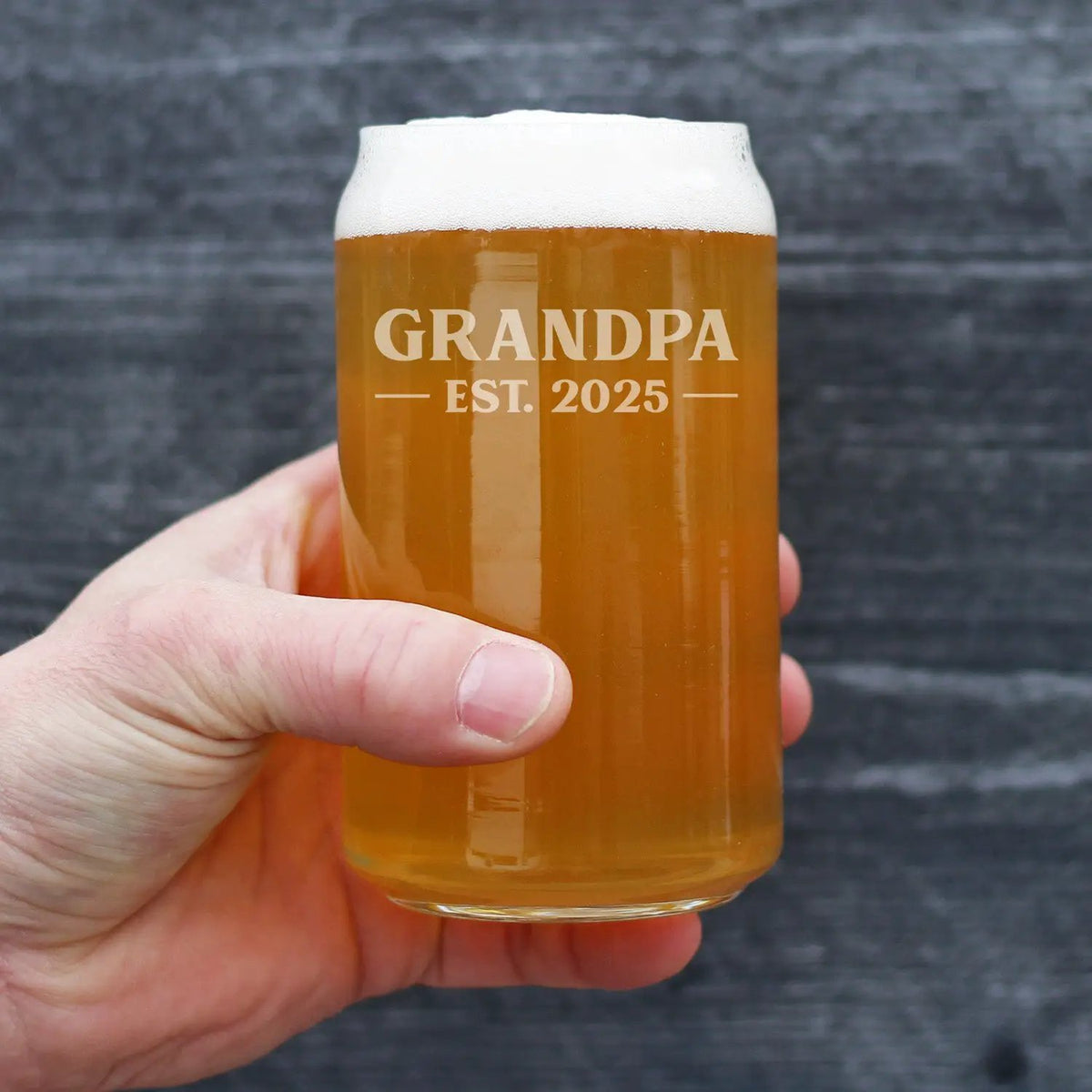 Beer Can Pint Glass | Hand Etched Grandpa Design | 16 Oz Capacity