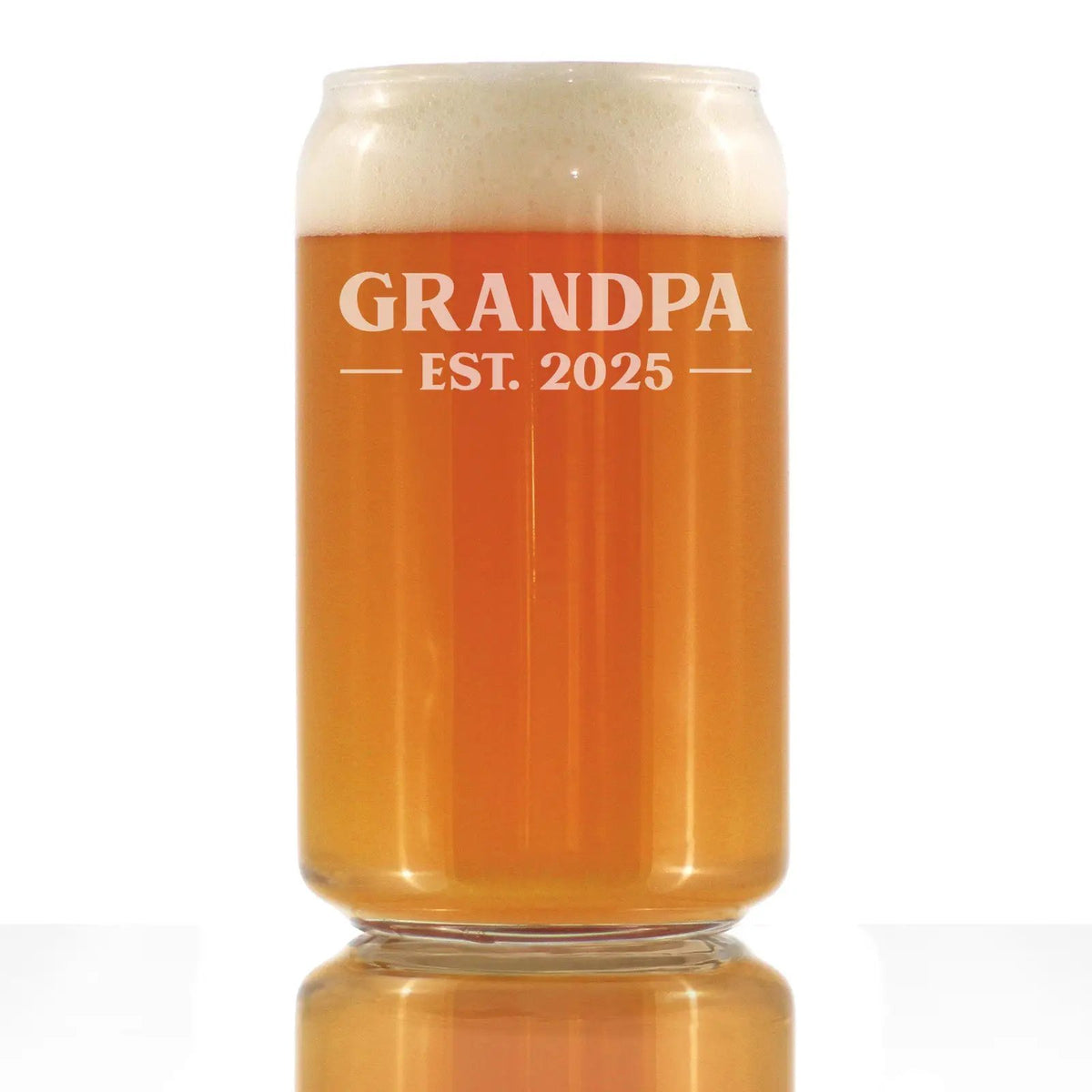 Beer Can Pint Glass | Hand Etched Grandpa Design | 16 Oz Capacity