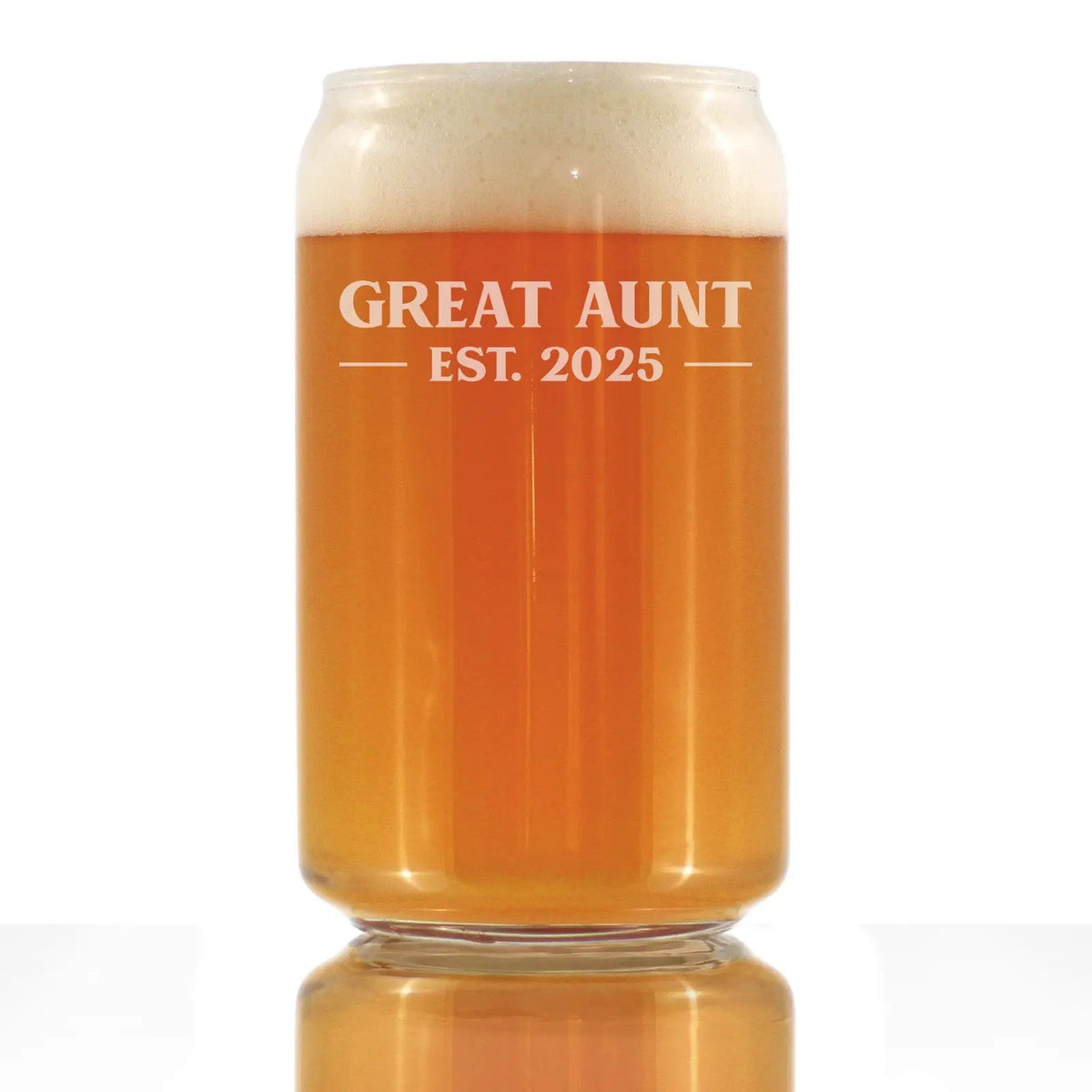 Beer Can Pint Glass | 16 Oz Capacity | Hand Etched Design | New Great Aunt