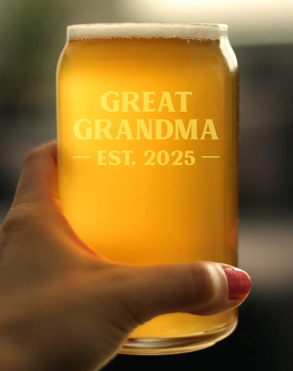 Great Grandma Beer Can Pint Glass | 16 Oz | Etched 2025 Text