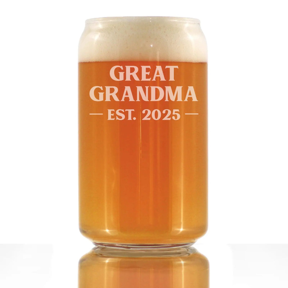 Great Grandma Beer Can Pint Glass | 16 Oz | Etched 2025 Text