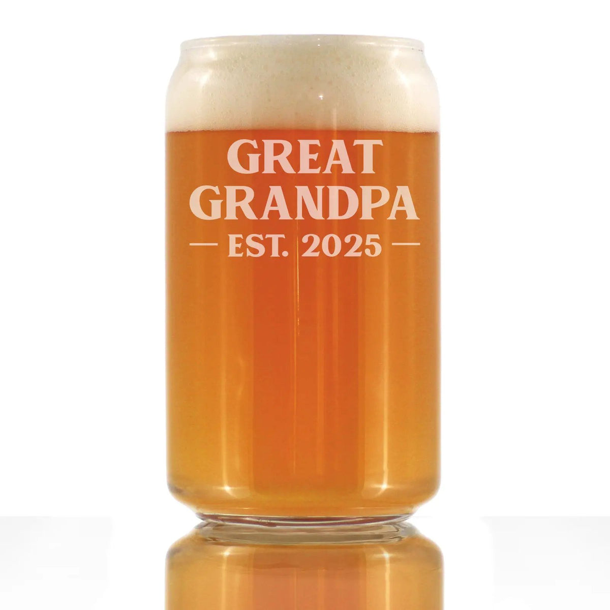 Pint Glass | Beer Can Shape | Etched Great Grandpa Text | 16 Oz