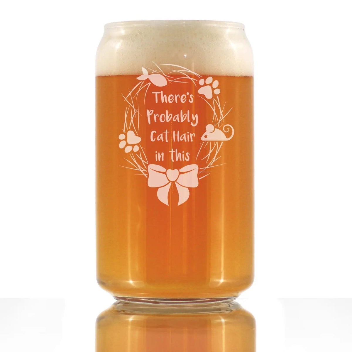 Beer Can Pint Glass | 16 Oz | Hand Etched Cat Phrase