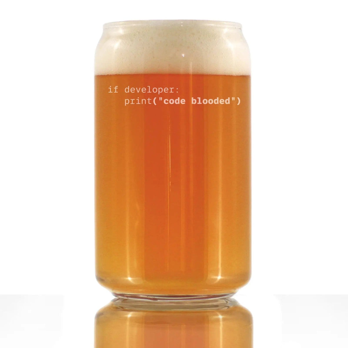 Etched Beer Can Pint Glass | 16 oz | Dishwasher Safe | Code Blooded Engraved