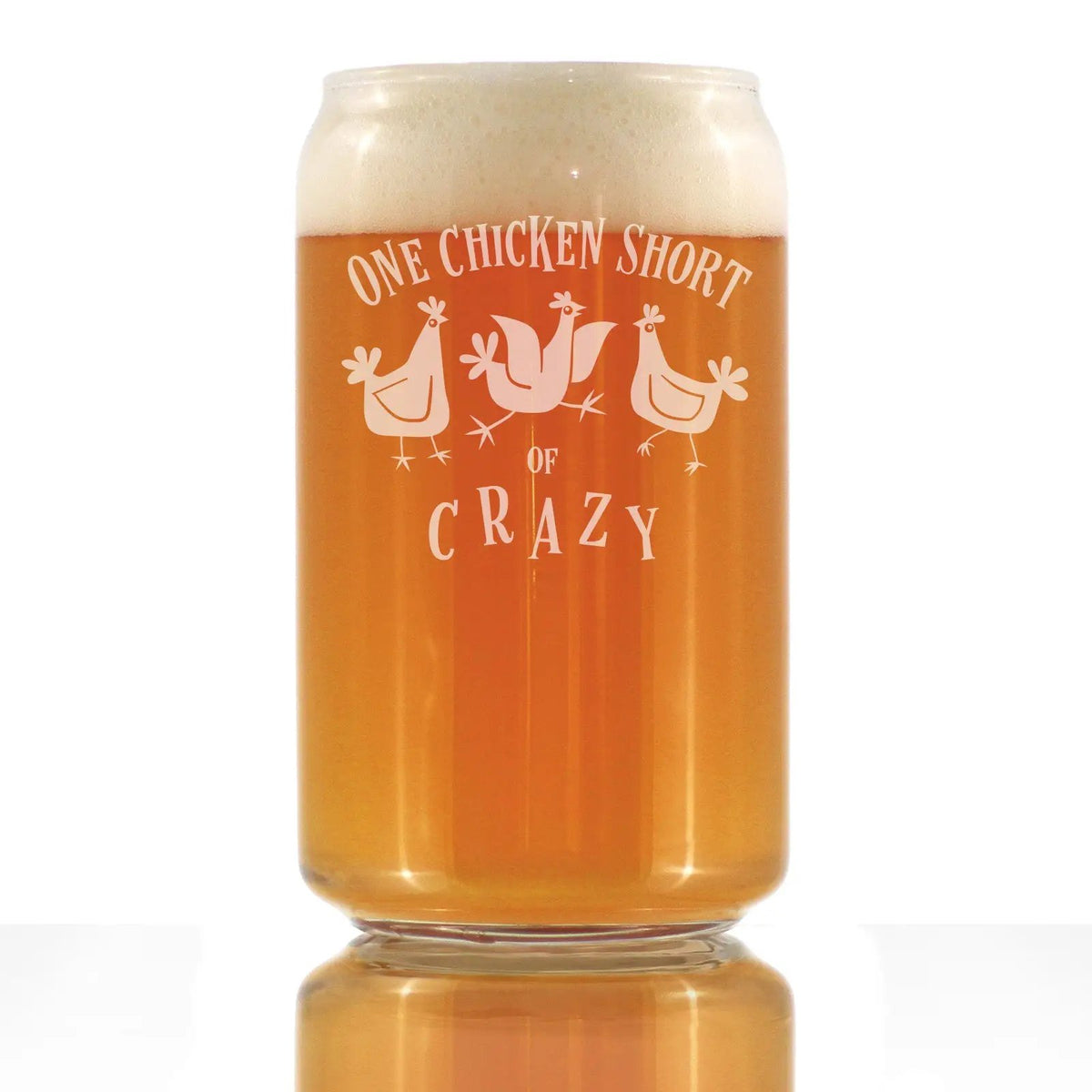 beer can shaped pint glass | funny etched chicken quote drinkware | 16 oz capacity