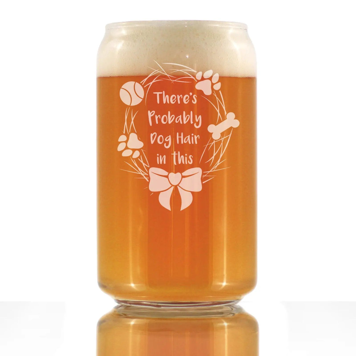 Beer Can Pint Glass | Etched Dog Humor | 16 Oz | Clear