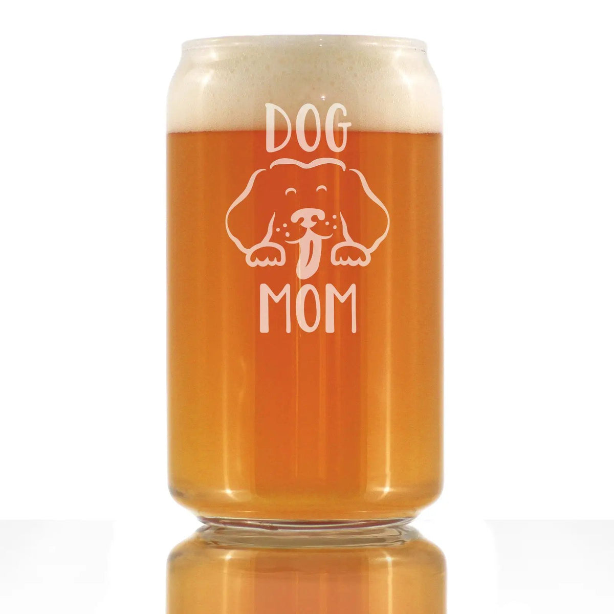 Beer Can Pint Glass | 16 Oz | Dog Mom | Hand Etched Designs