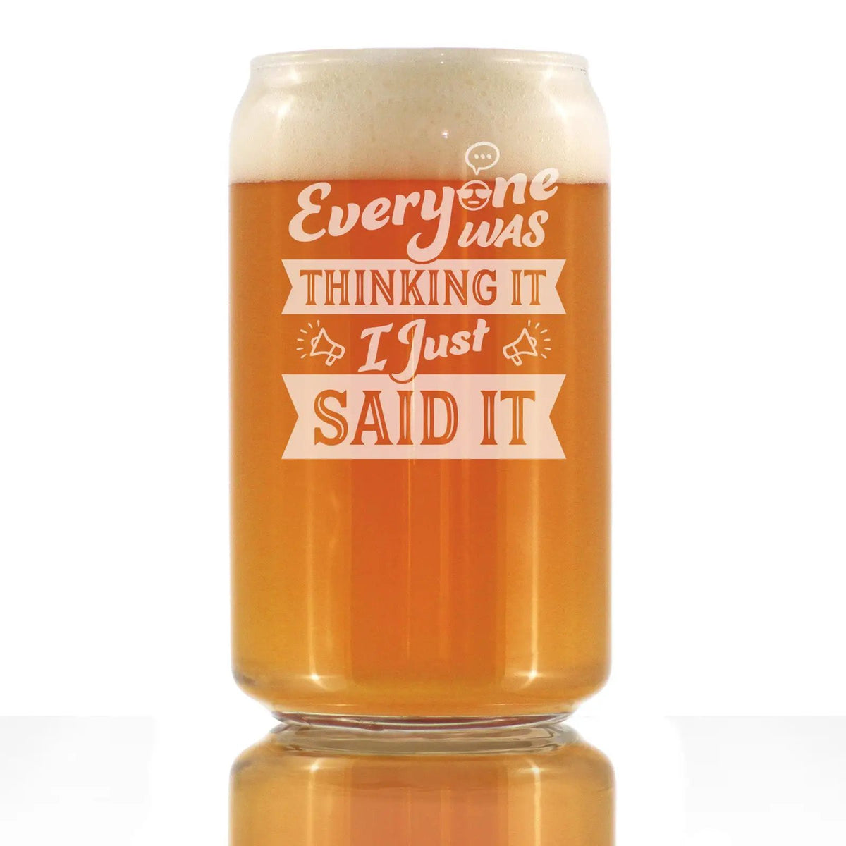 Beer Can Pint Glass | Hand Etched Text | 16 Ounces