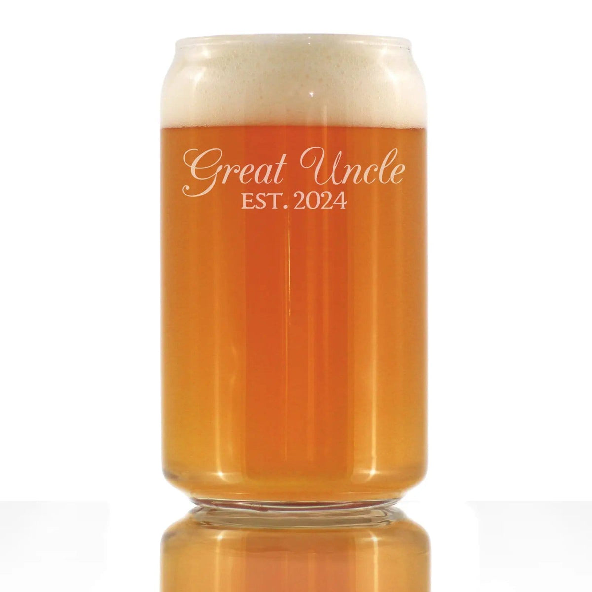 Etched Beer Can Pint Glass | 16 oz | Dishwasher Safe | Great Uncle Est 2024