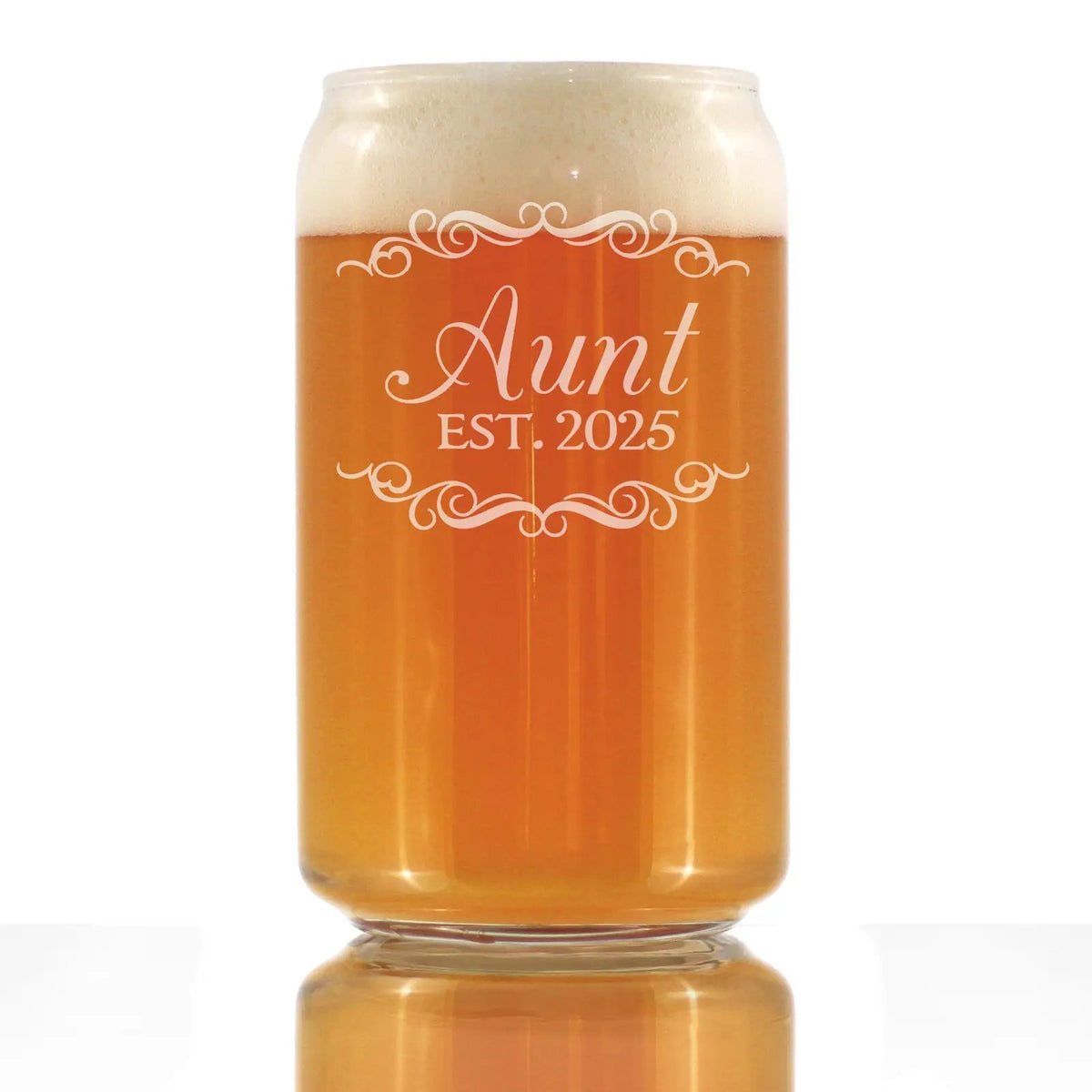 Beer Can Pint Glass | 16 Oz Volume | Hand Etched Pattern | Clear Variant