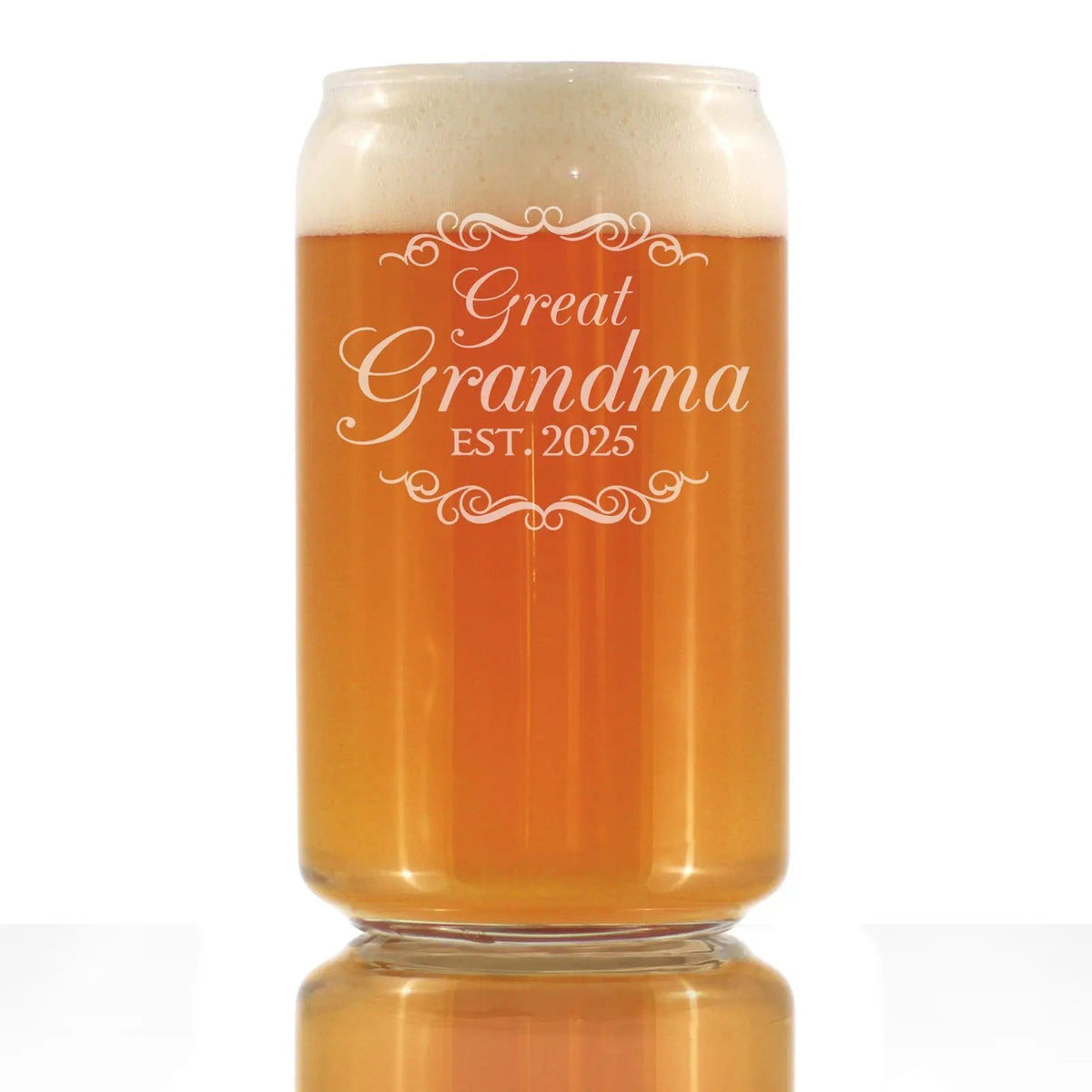 Beer Can Pint Glass | Hand Etched | 16 Oz | Great Grandma Personalized