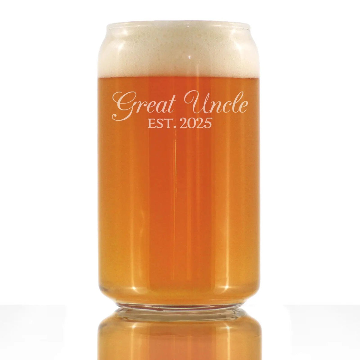 Beer Can Pint Glass | 16 Oz Etched Text | Dishwasher Safe | Great Uncle