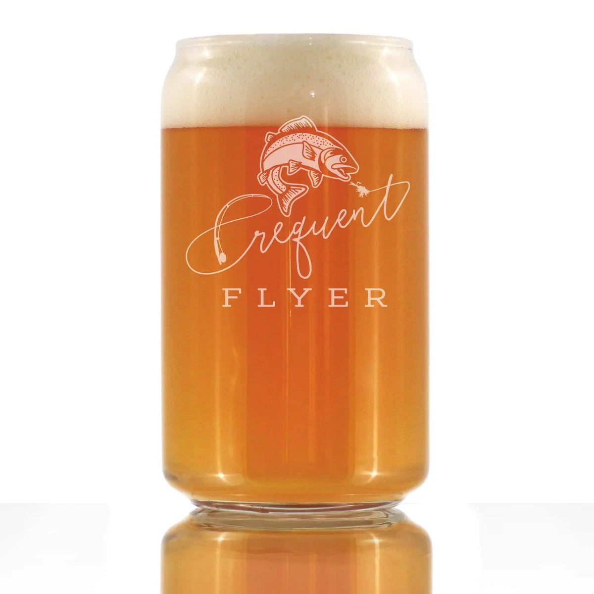 Etched Beer Can Pint Glass | 16 oz | Dishwasher Safe | Frequent Flyer Engraved