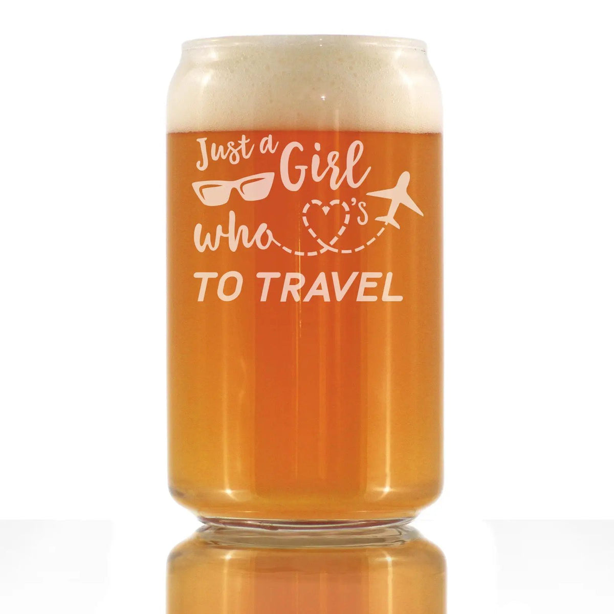 Beer Can Pint Glass | Etched Travel Design | 16 Oz Capacity