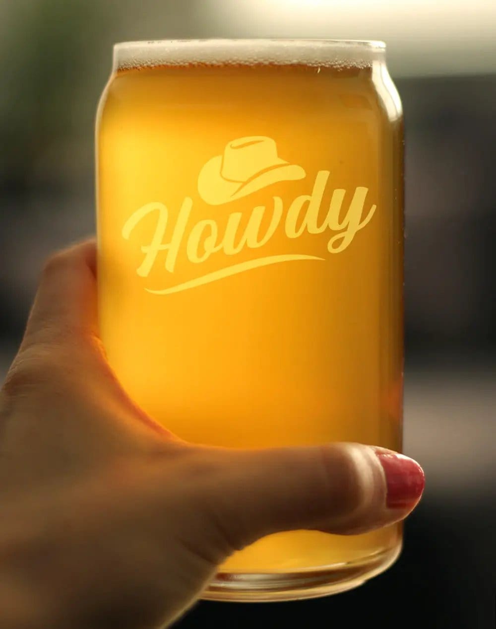 Etched Beer Can Pint Glass | 16 oz | Dishwasher Safe | Howdy Engraved
