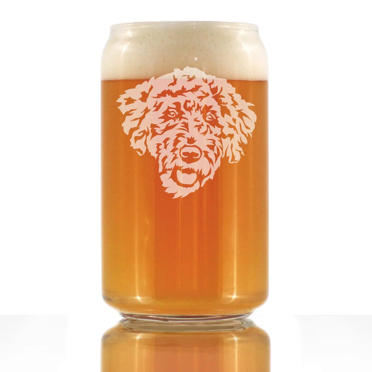 Beer Can Pint Glass | Etched Labradoodle Design | 16 Oz