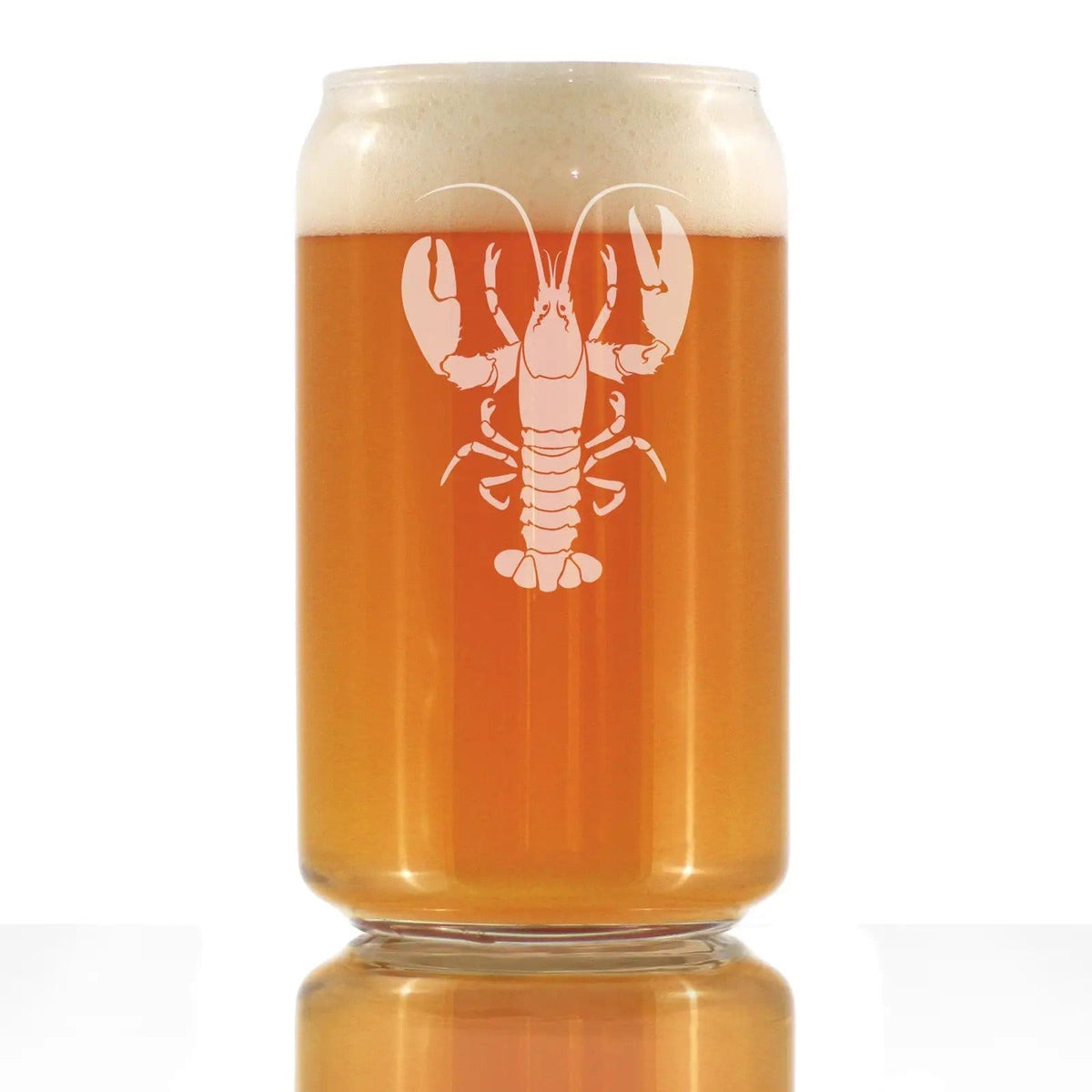 Etched Beer Can Pint Glass | 16 oz | Dishwasher Safe | Lobster Engraved