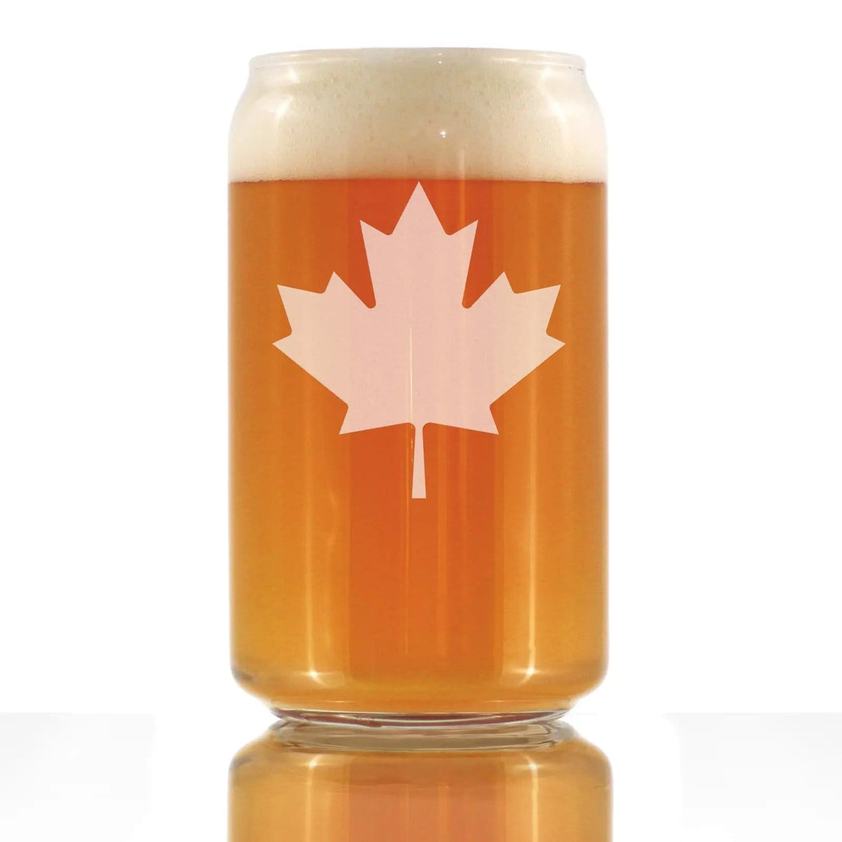 Etched Beer Can Pint Glass | 16 oz | Dishwasher Safe | Canada Maple Leaf