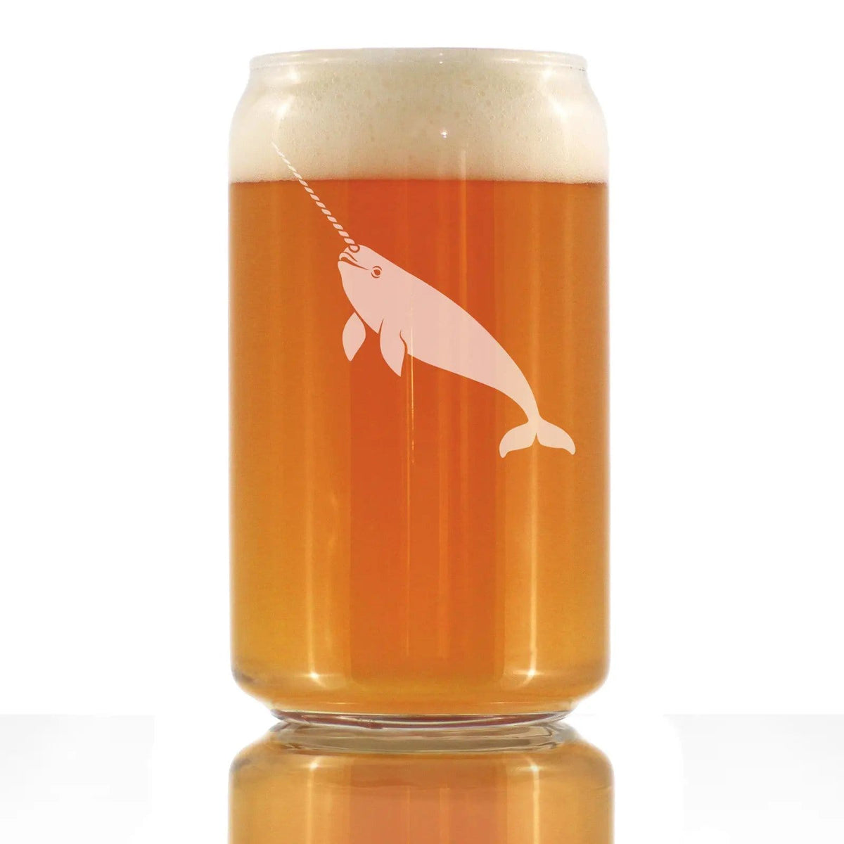 Etched Beer Can Pint Glass | 16 oz | Dishwasher Safe | Narwhal Engraved