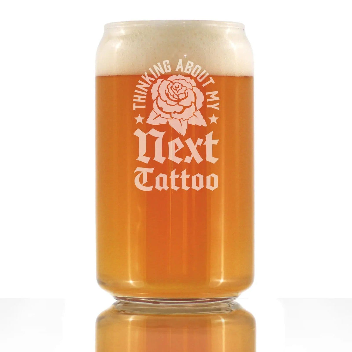 Etched Beer Can Pint Glass | 16 oz | Dishwasher Safe | Next Tattoo Engraved