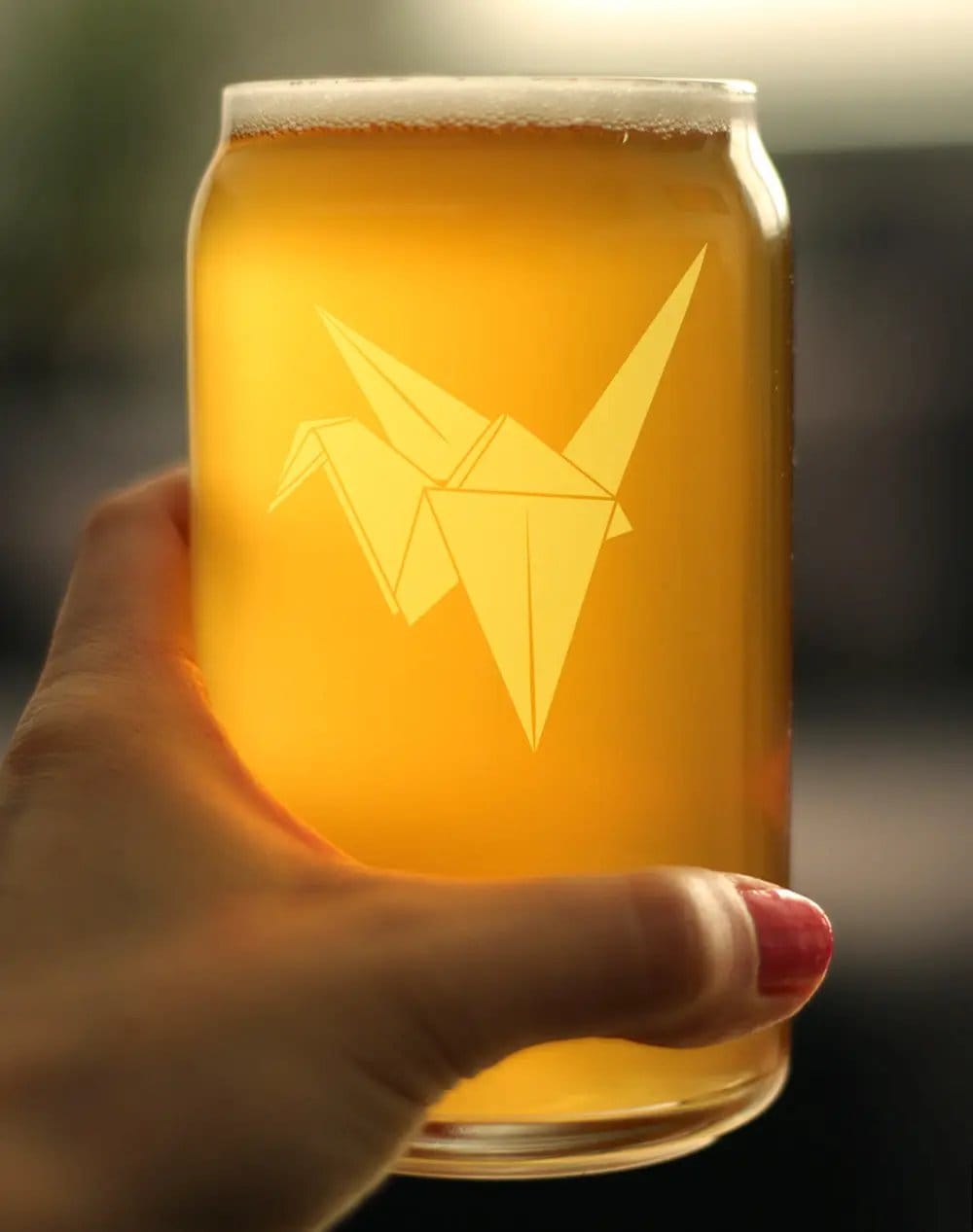 Etched Beer Can Pint Glass | 16 oz | Dishwasher Safe | Paper Crane Engraved