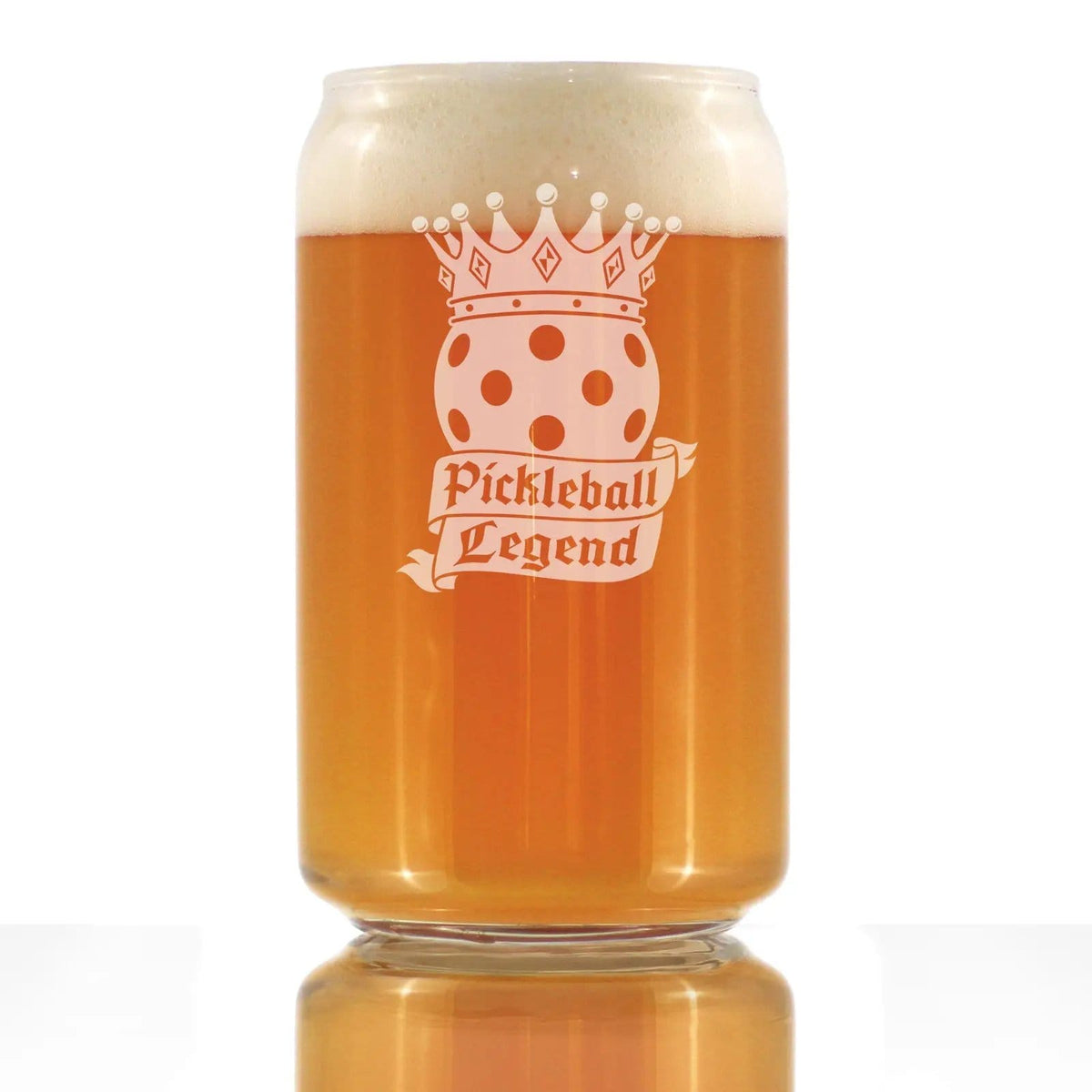 Etched Beer Can Pint Glass | 16 oz | Dishwasher Safe | Pickleball Legend Engraved