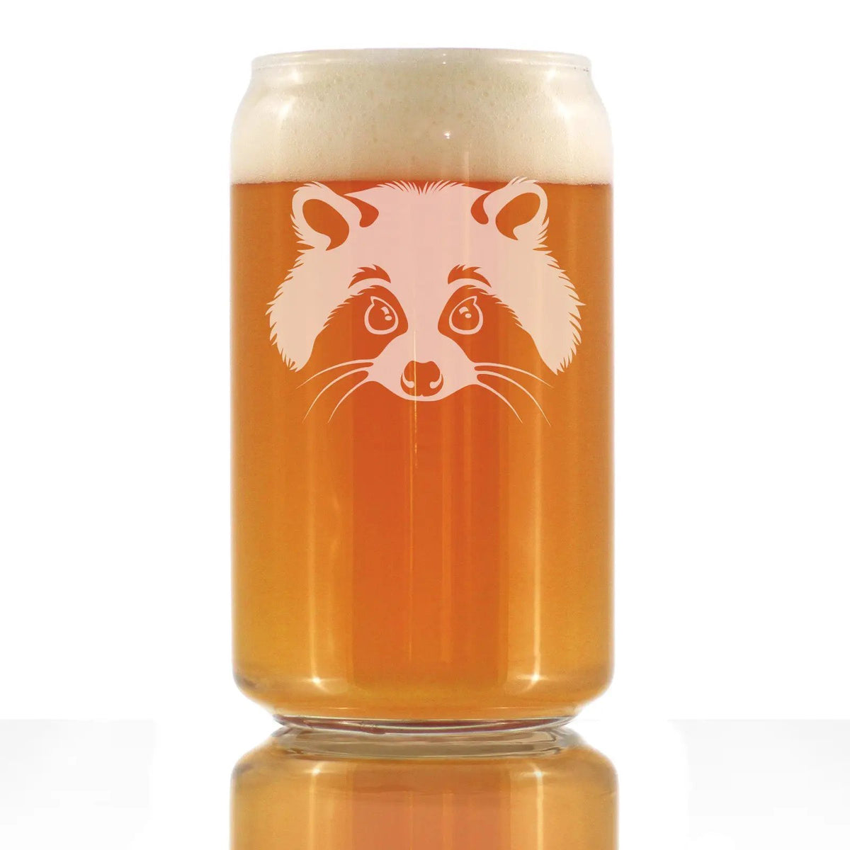 Pint Glass | 16 Oz | Hand Etched Raccoon | Dishwasher Safe