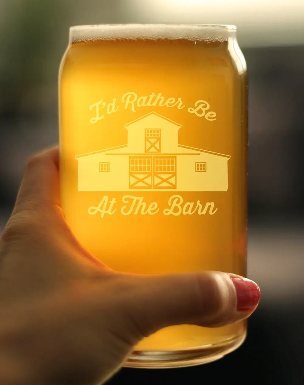 16 Oz Beer Can Pint Glass | Rather Be At The Barn Etched | Dishwasher Safe