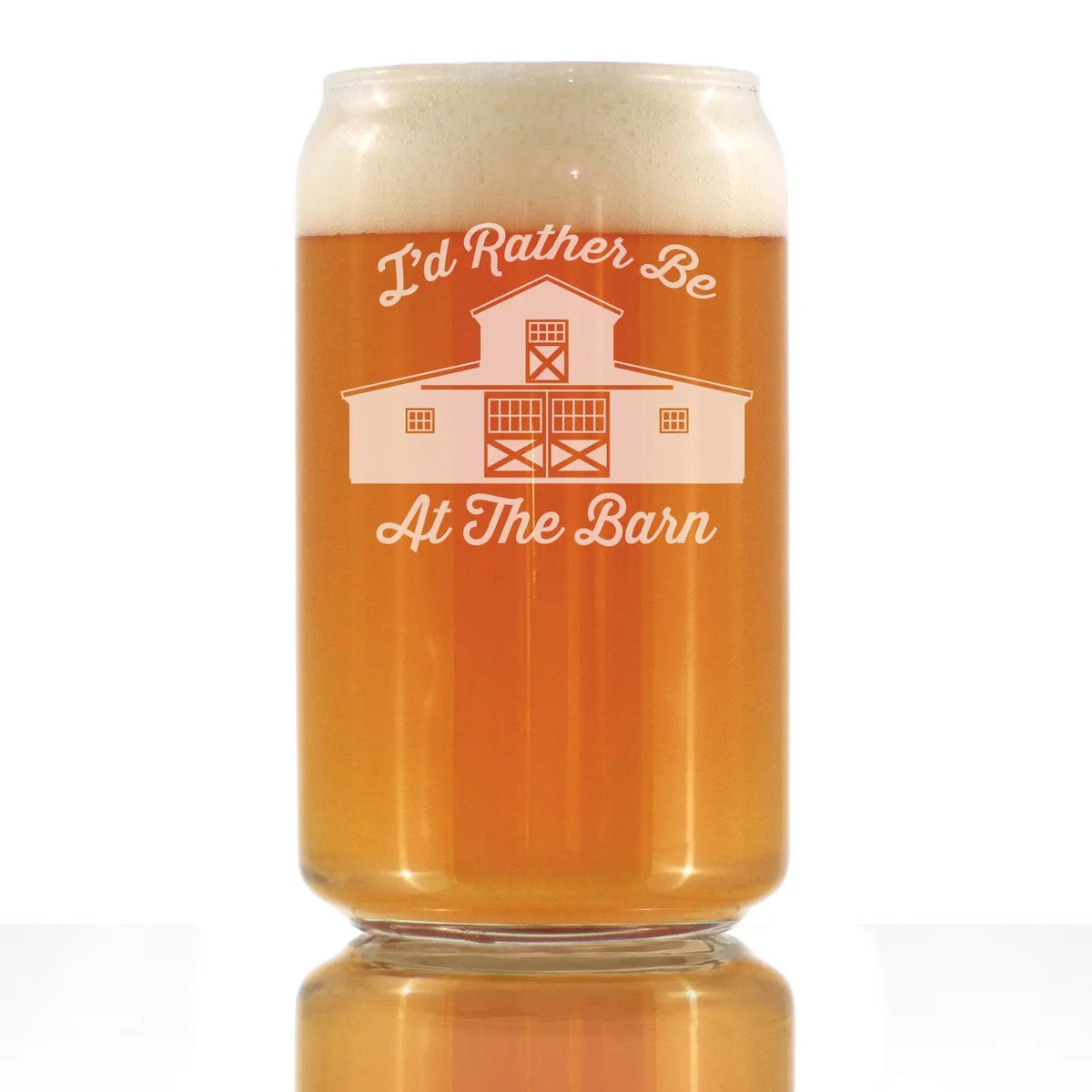 16 Oz Beer Can Pint Glass | Rather Be At The Barn Etched | Dishwasher Safe