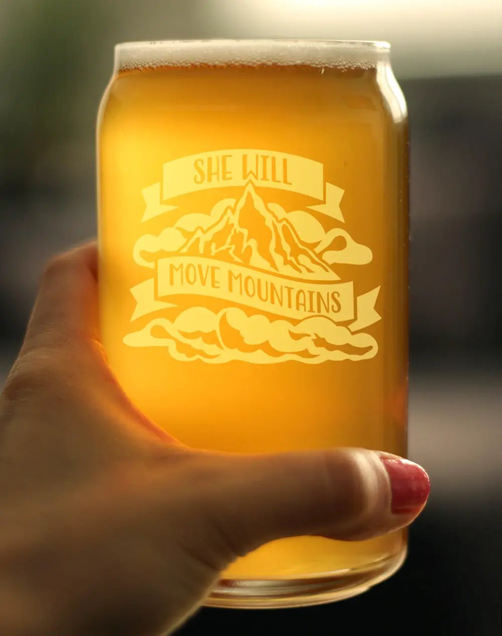 Beer Can Pint Glass | 16 Oz | Hand Etched Quote | Women Inspirational Design