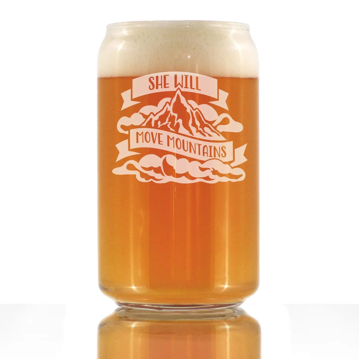 Beer Can Pint Glass | 16 Oz | Hand Etched Quote | Women Inspirational Design