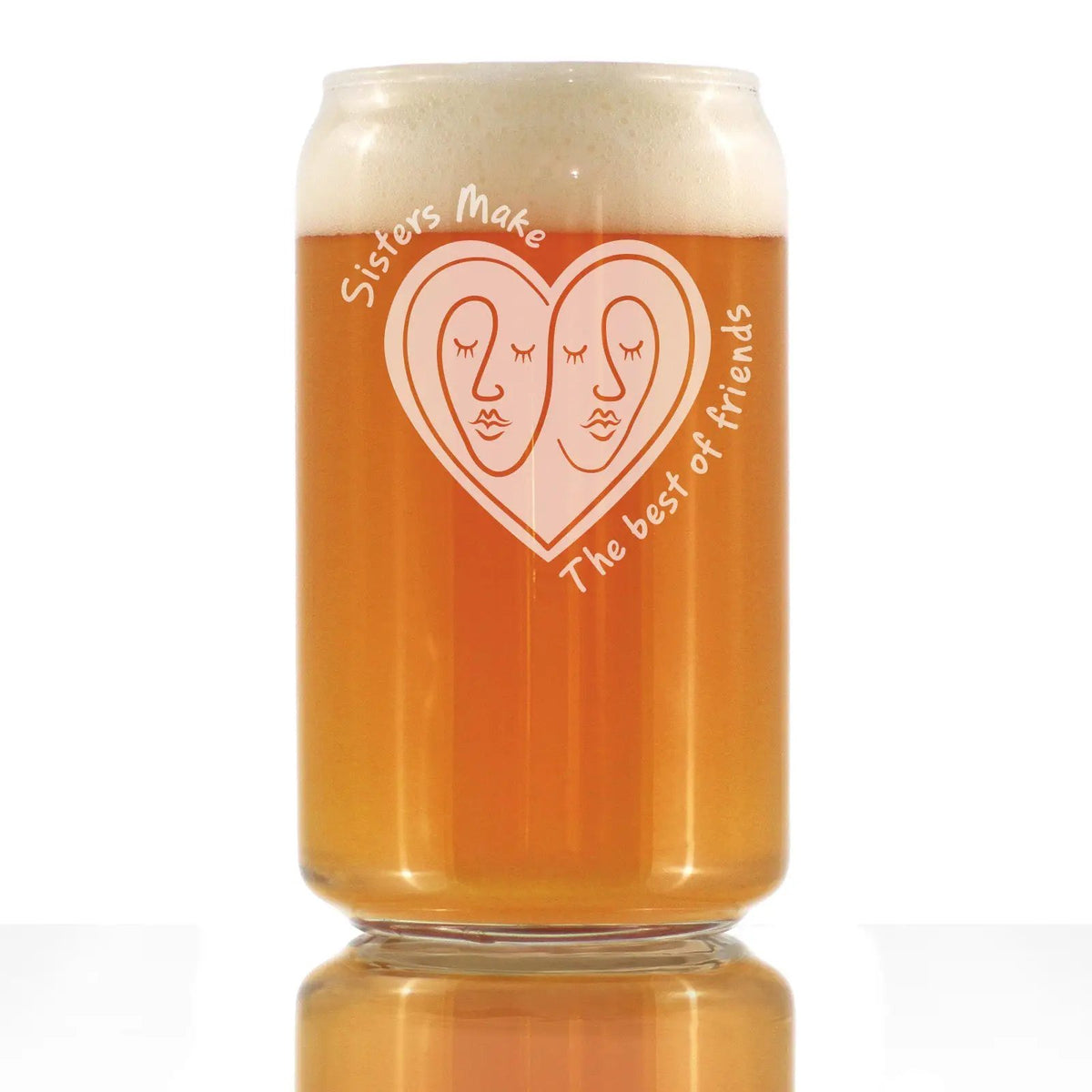Sister Quote Beer Can Pint Glass | 16 Oz | Hand Etched Design | Dishwasher Safe