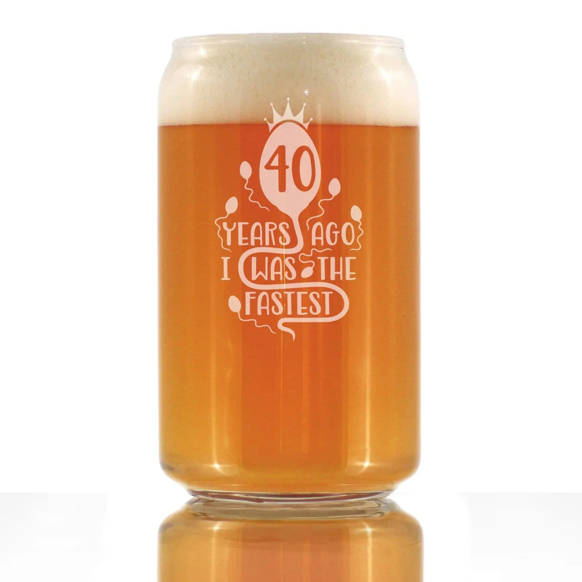 Etched Beer Can Pint Glass | 16 oz | Dishwasher Safe | 40 Years Ago I Was the Fastest